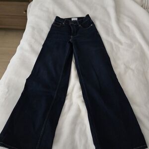 Frame Le Slim Palazzo In Parkway Denim Navy Wide-Leg Jeans